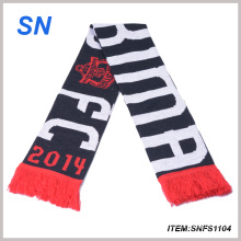 Factory Custom Jacquard Knitted Fan Scarf Football Scarf Soccer Scarf